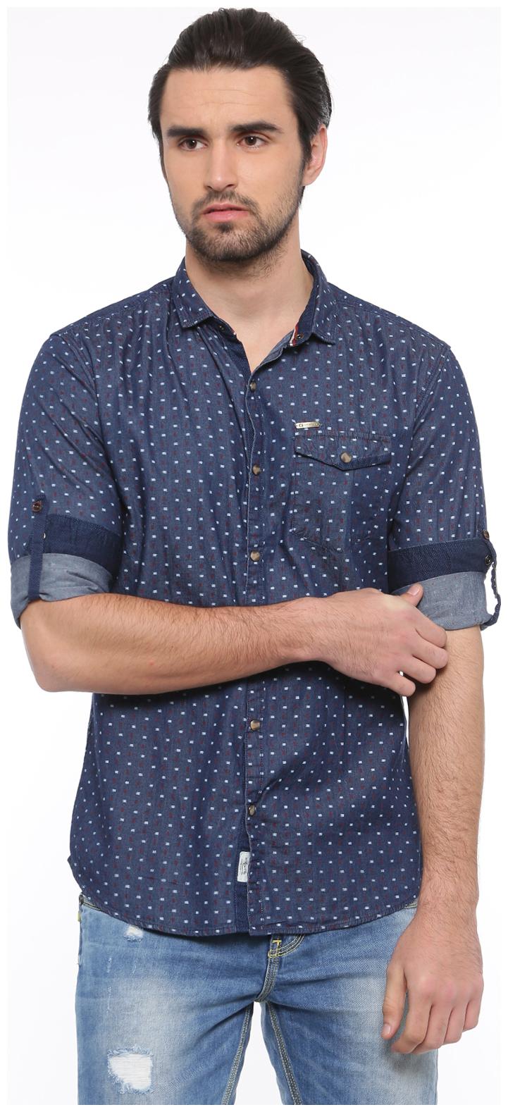 

Showoff Men Blue Printed Slim Fit Casual Shirt