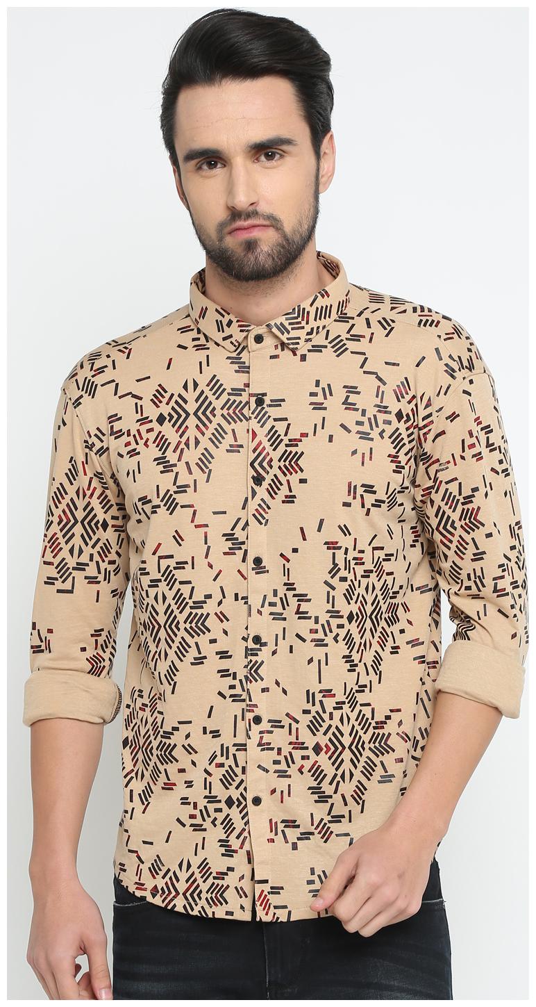 

Show off Men Beige Printed Slim Fit Casual Shirt