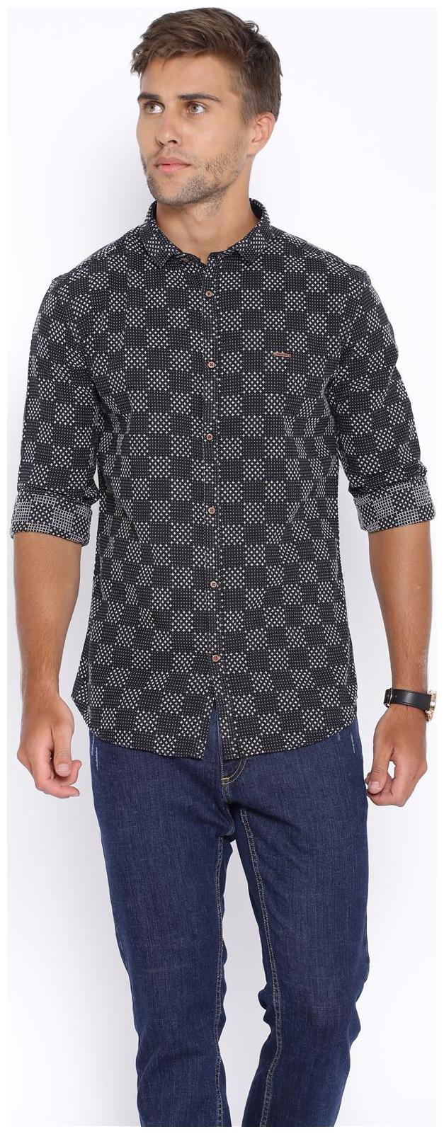 

Showoff Men Black Printed Slim Fit Casual Shirt