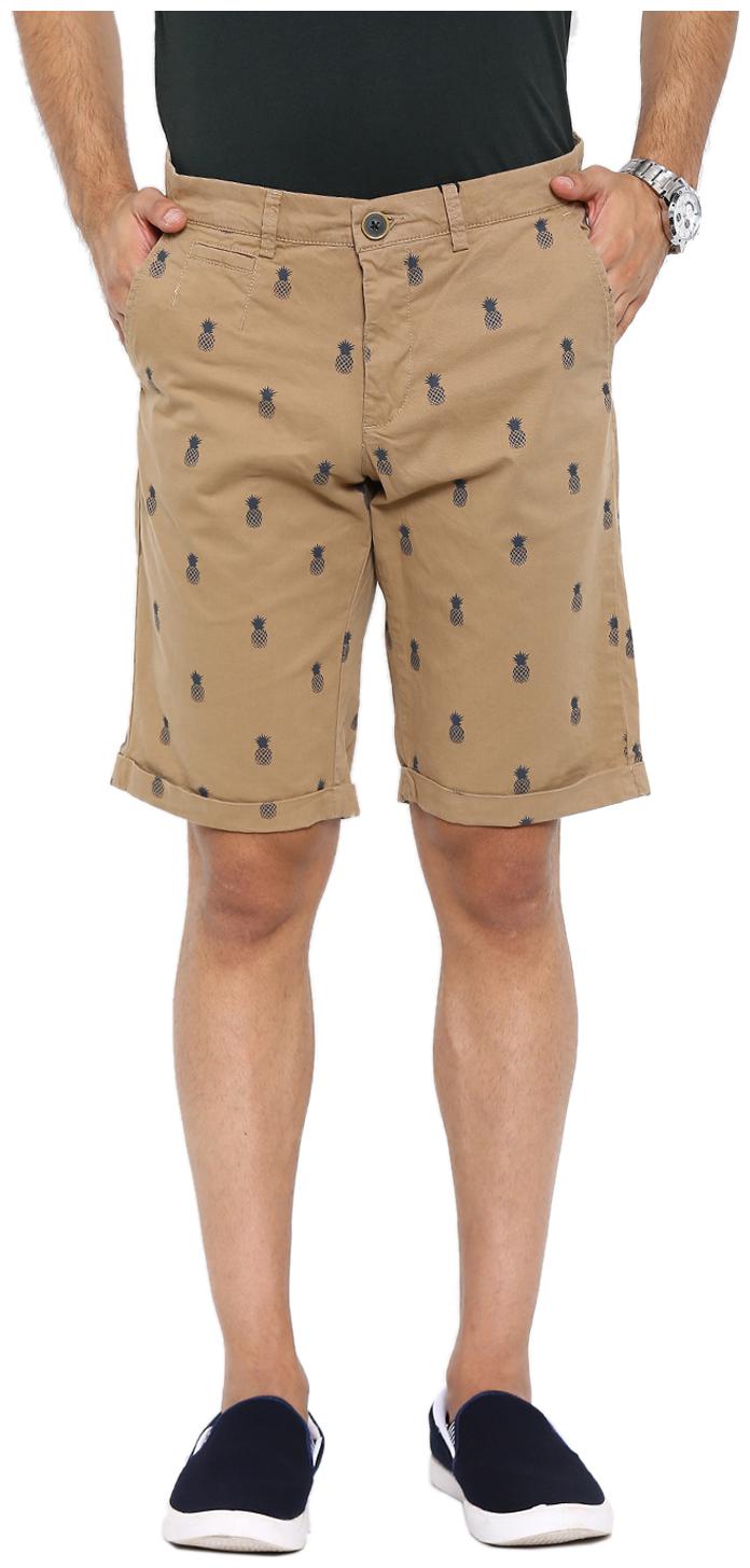 

Show off Men Beige Slim Fit Regular Shorts
