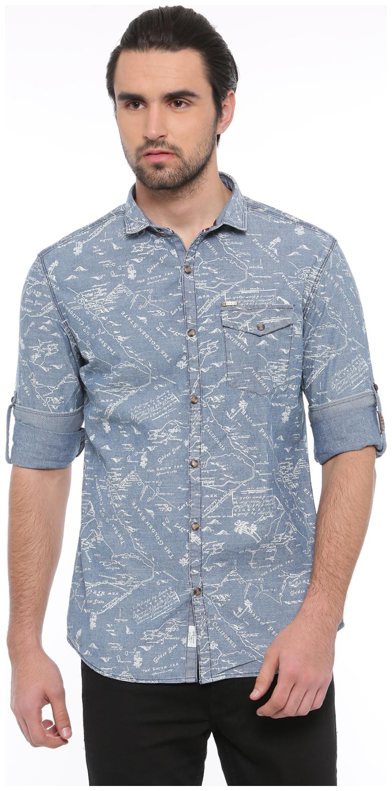 

Showoff Men Blue Printed Slim Fit Casual Shirt