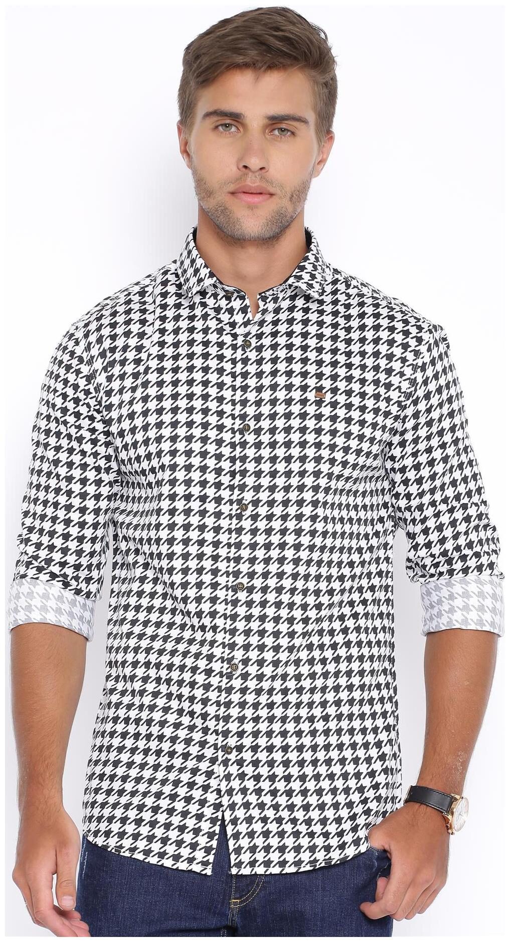 

Showoff Men White Printed Slim Fit Casual Shirt