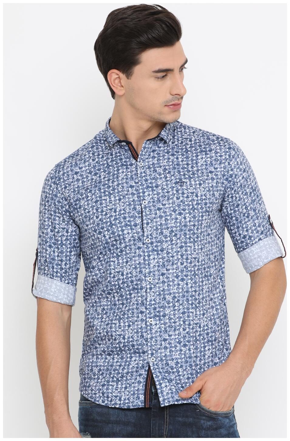 

Showoff Men Blue Printed Slim Fit Casual Shirt