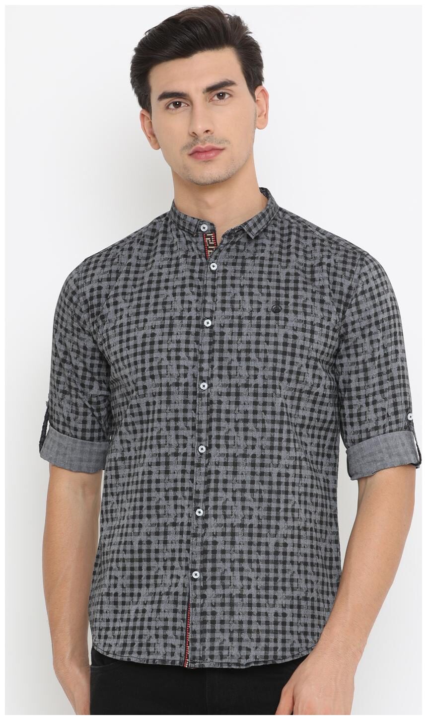

Showoff Men Grey Printed Slim Fit Casual Shirt