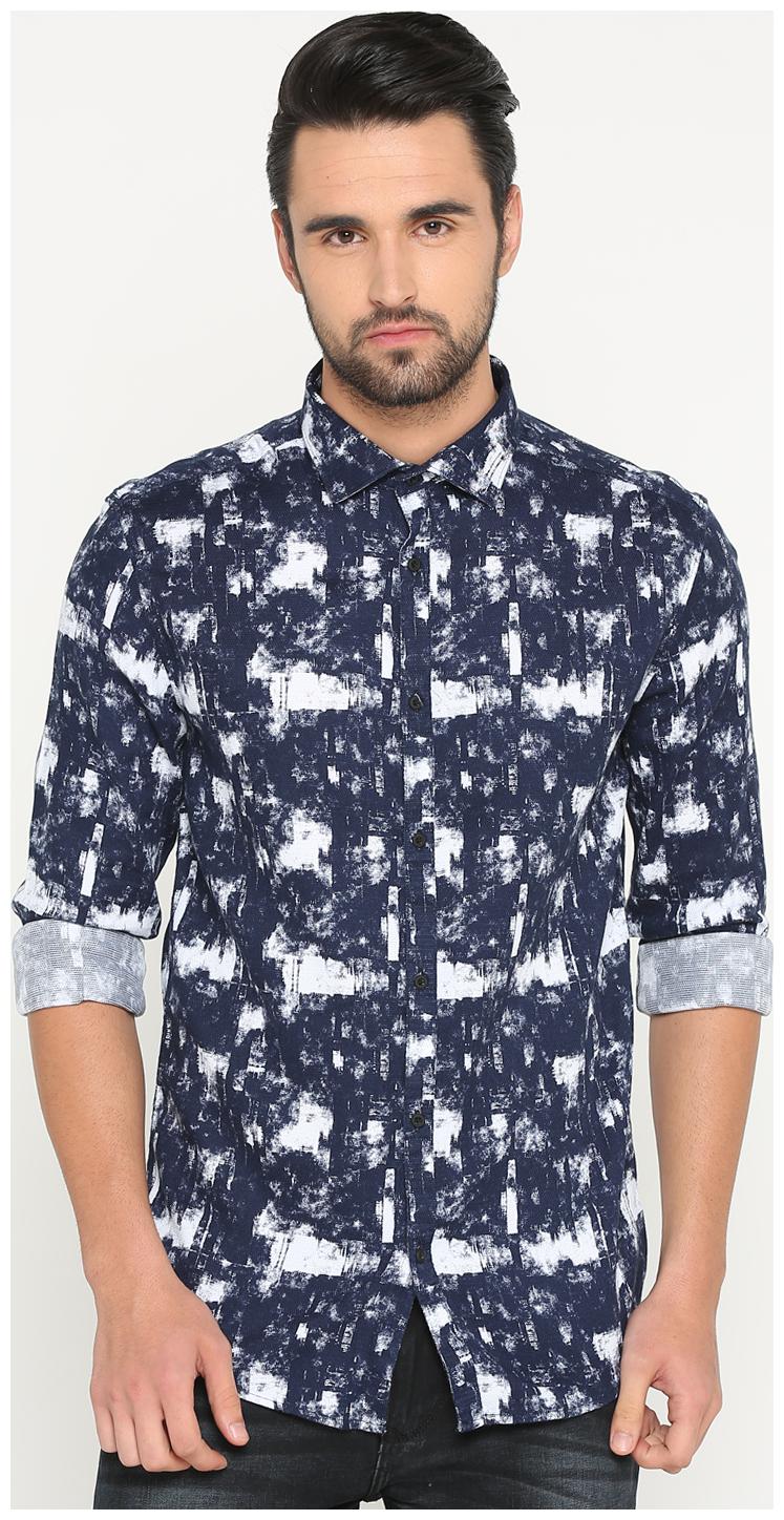 

Show off Men Blue Printed Slim Fit Casual Shirt