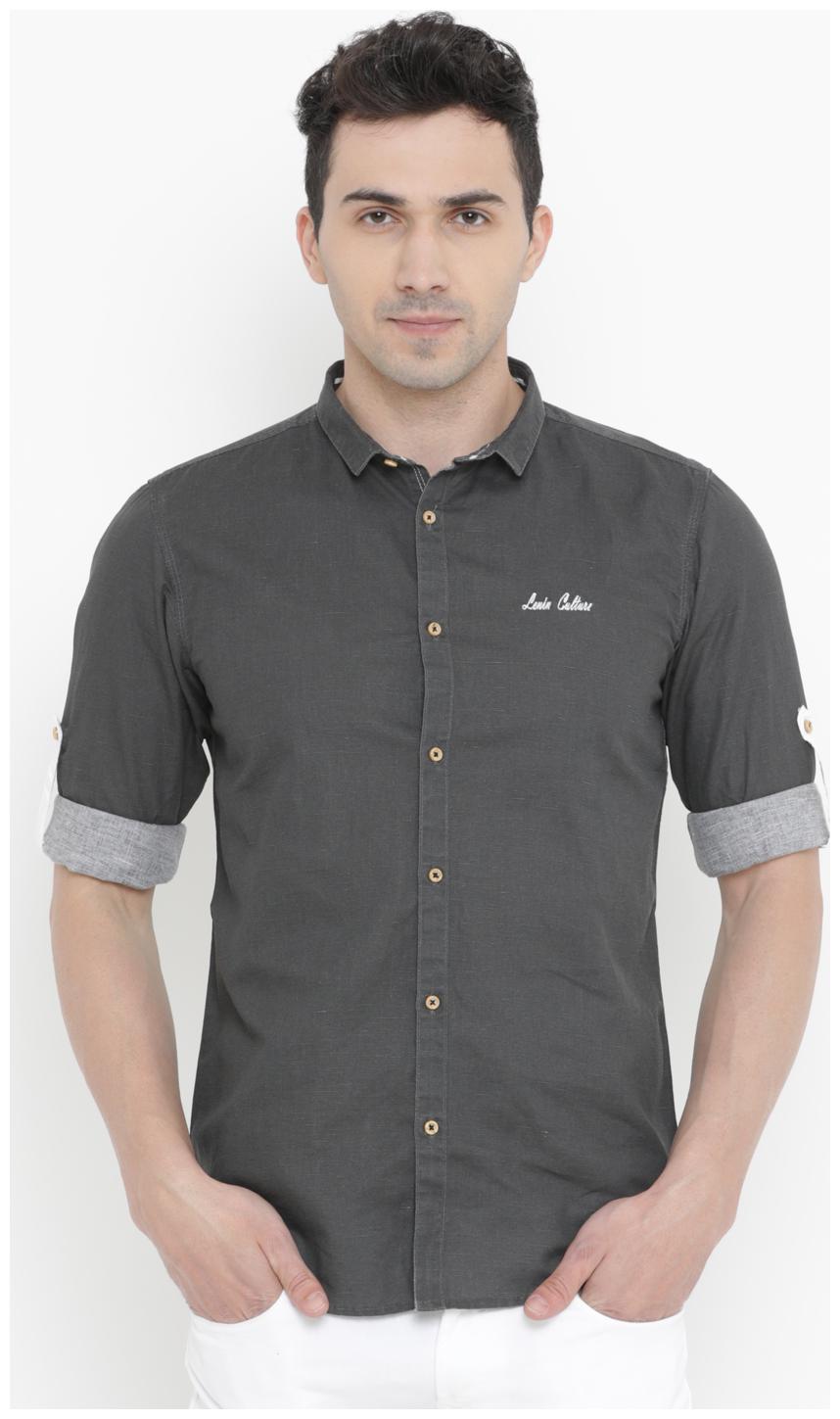 

Showoff Men Grey Solid Slim Fit Casual Shirt