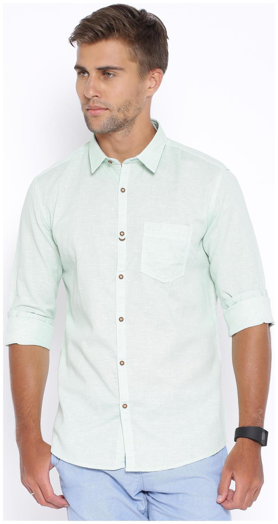 

Showoff Men Green Solid Slim Fit Casual Shirt