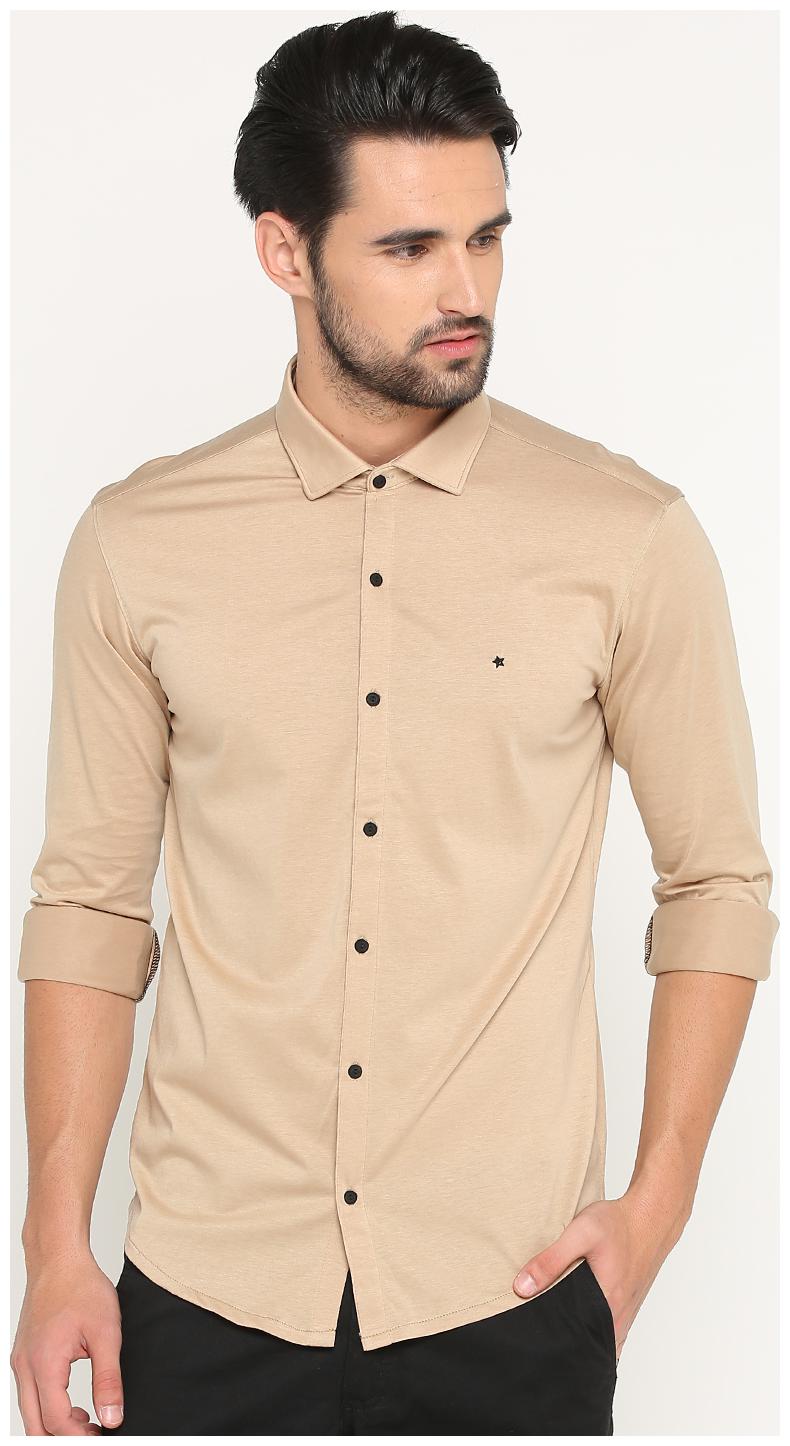 

Show off Men Beige Solid Slim Fit Casual Shirt