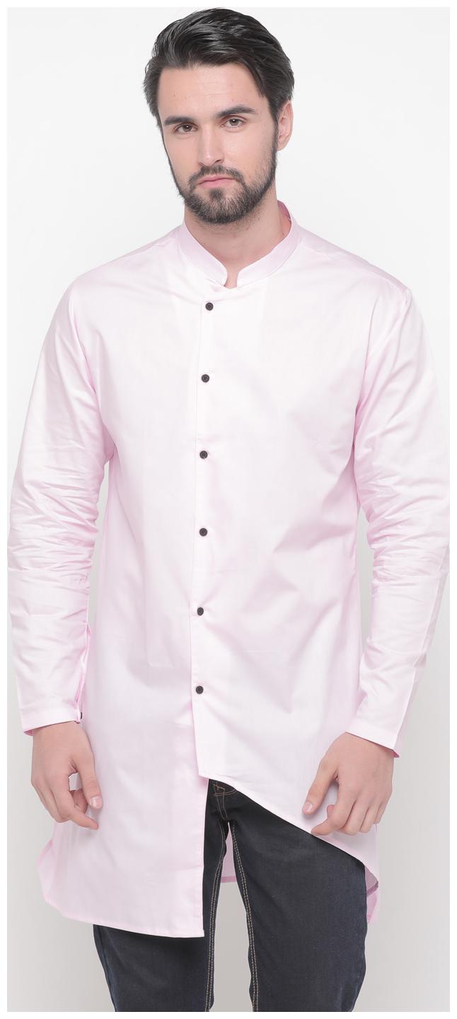 

Showoff Men Medium Cotton Solid Kurta (Pink)