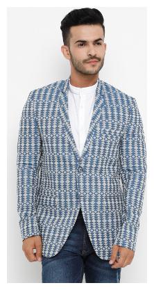 

SHOWOFF Men s Cotton Full Sleeves Slim Fit Printed Off White Blazers