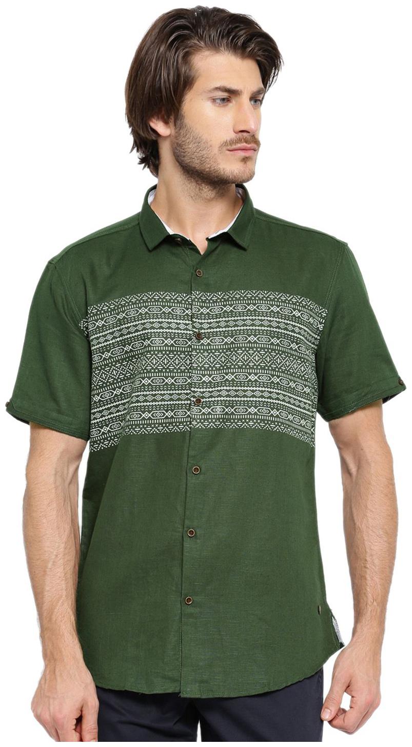 

Showoff Men Green Printed Slim Fit Casual Shirt
