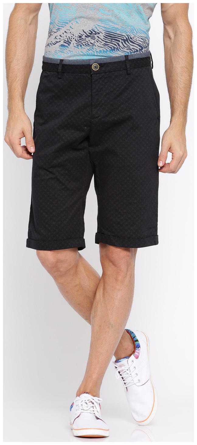 

SHOWOFF Men Black Solid Casual Shorts