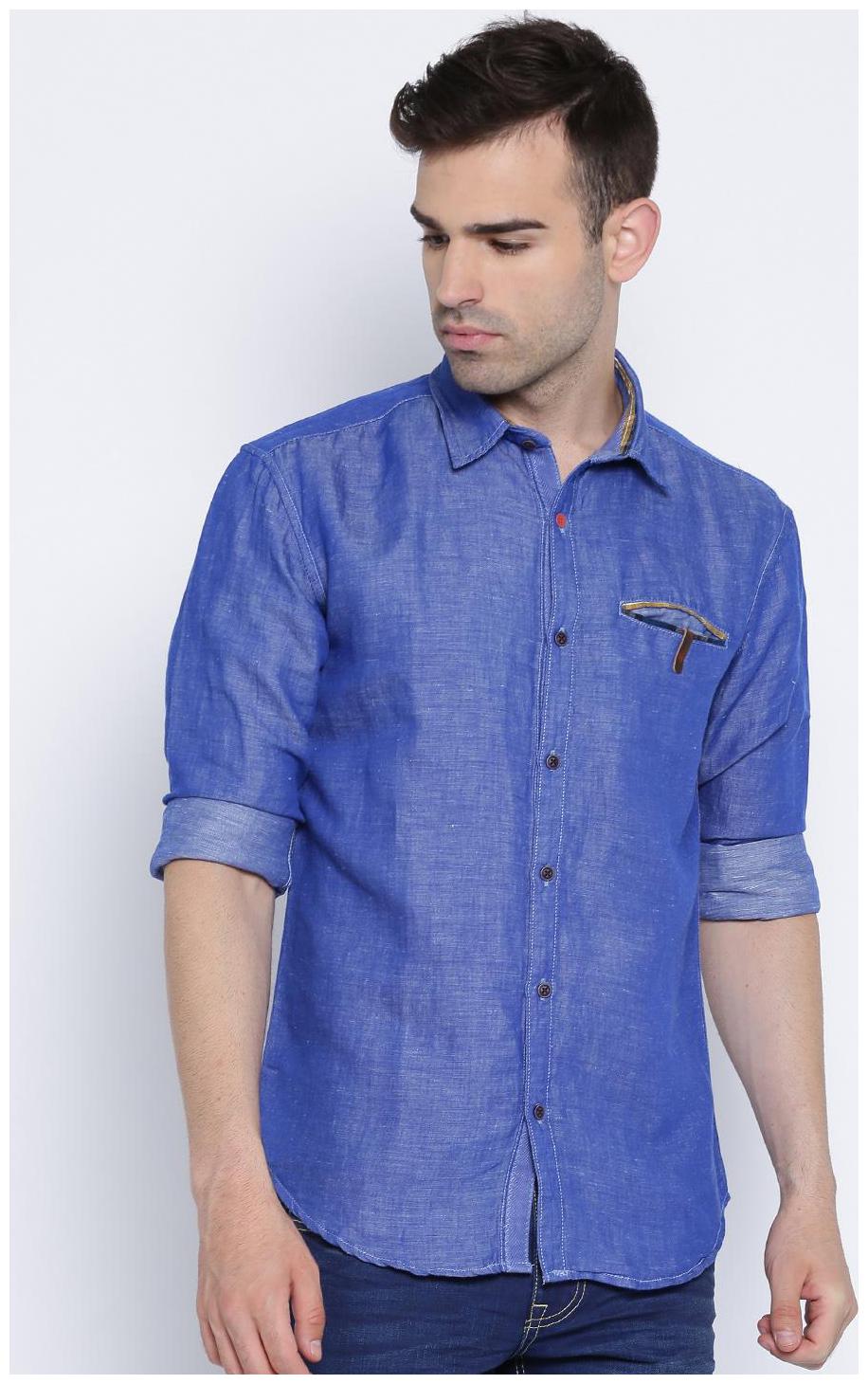 

Showoff Men Blue Solid Slim Fit Casual Shirt