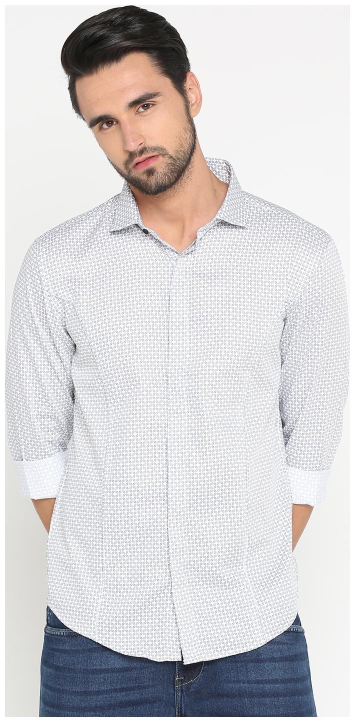 

Show off Men White Printed Slim Fit Casual Shirt