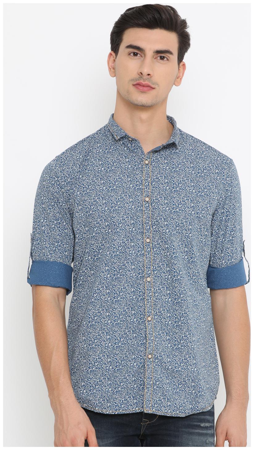 

Showoff Men Blue Printed Slim Fit Casual Shirt