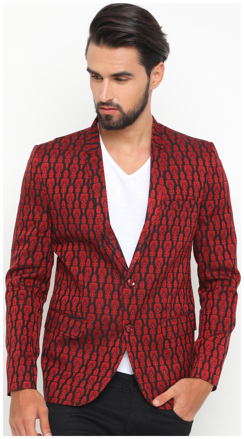 

SHOWOFF Men Cotton Full Sleeves Slim Fit Printed Maroon Color Blazers
