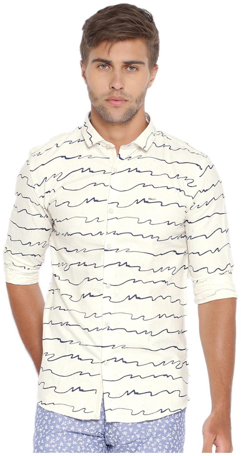 

Showoff Men White Abstract Slim Fit Casual Shirt