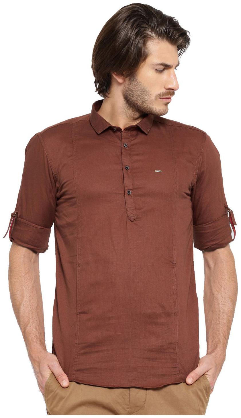 

Showoff Men s Solid Brown Casual Shirt