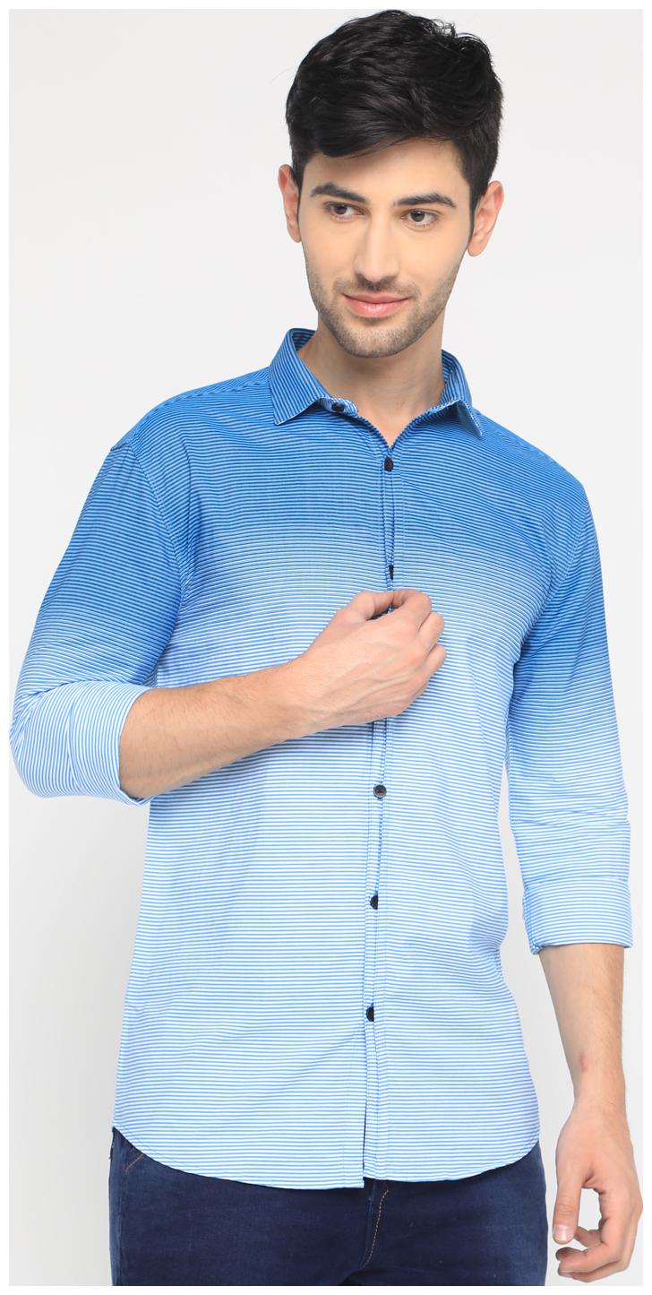 

Show off Men Blue Vertical Stripes Slim Fit Casual Shirt
