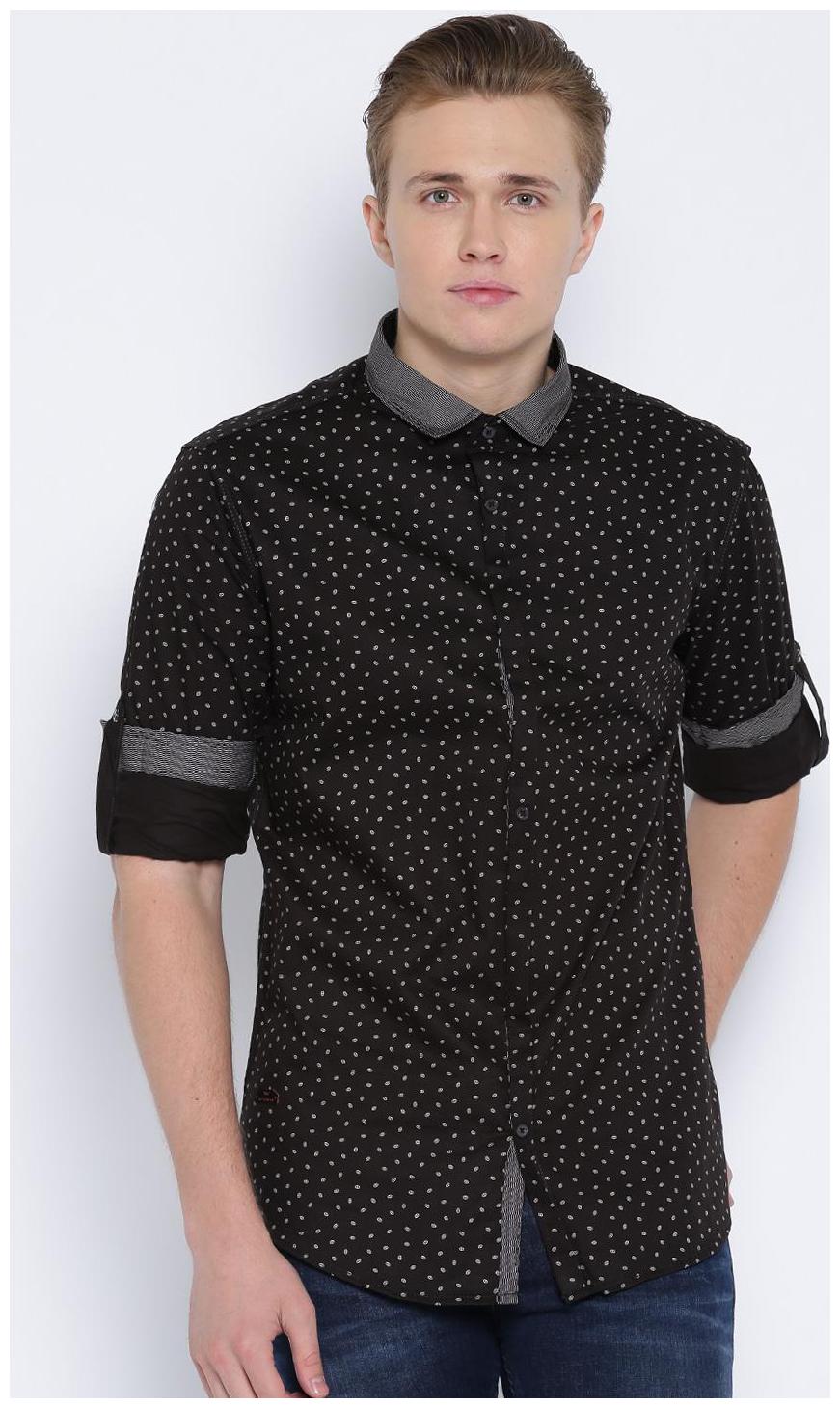 

Showoff Men Black Printed Slim Fit Casual Shirt