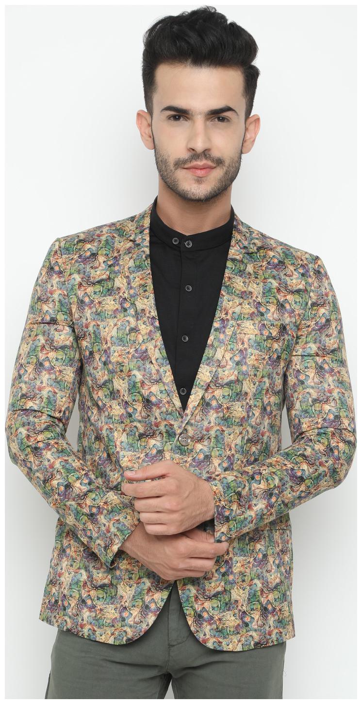 

SHOWOFF Men Cotton Full Sleeves Slim Fit Printed Multi Blazers