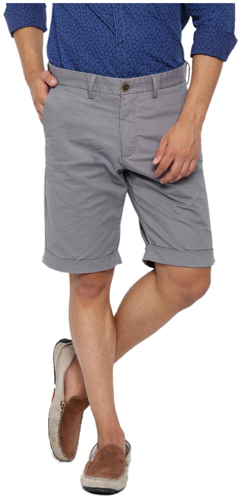 

Show off Men Grey Slim Fit Regular Shorts