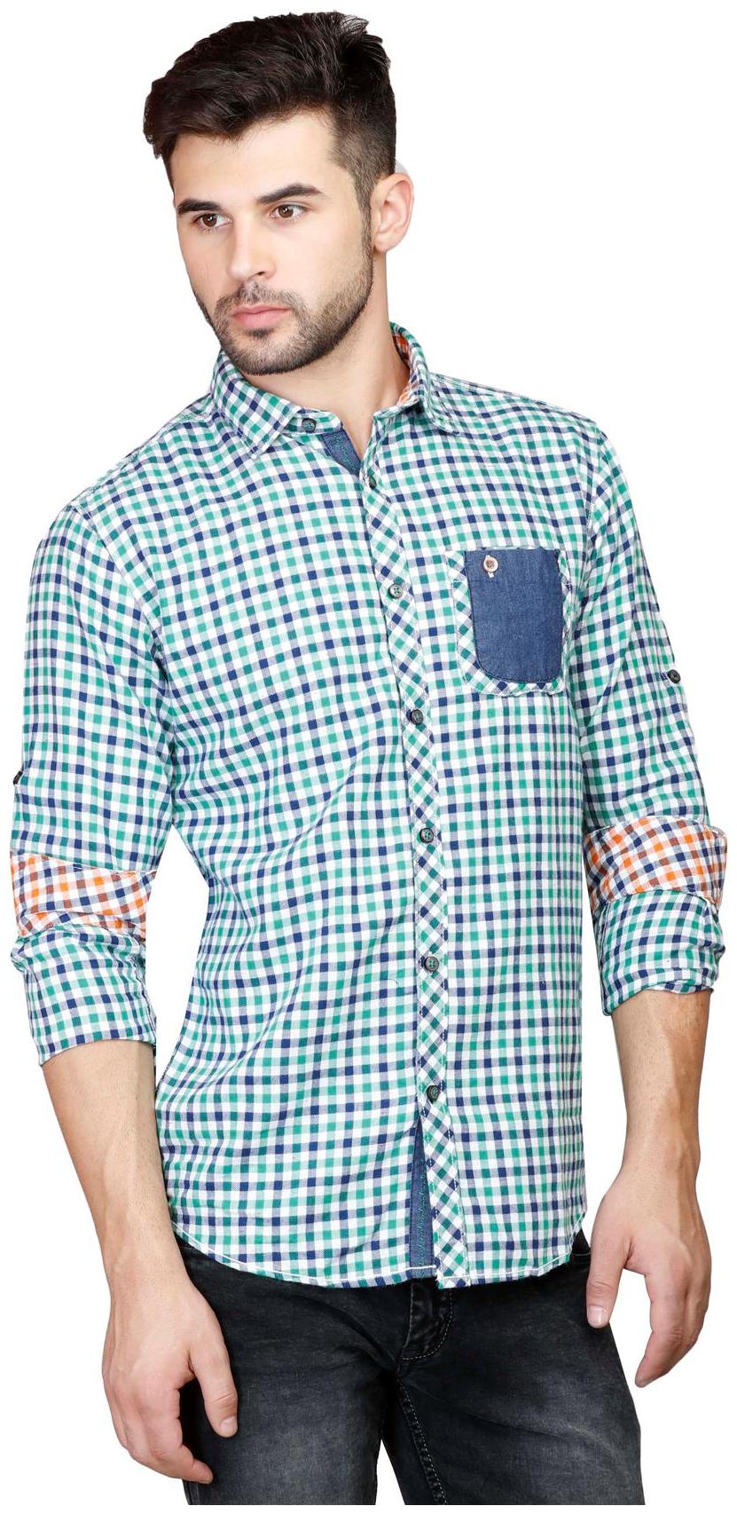 

Showoff Men Green Checked Regular Fit Casual Shirt