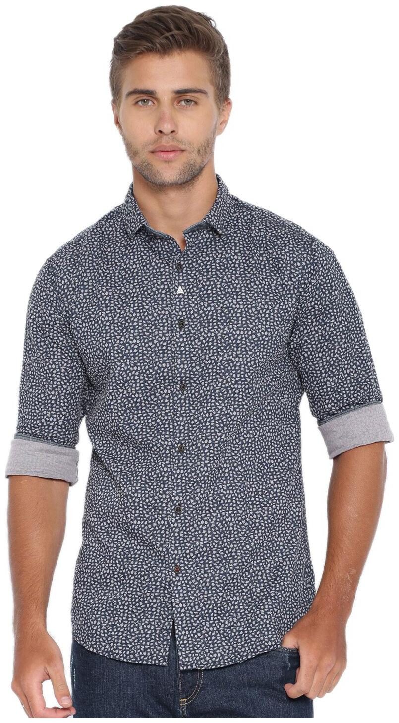 

Showoff Men Grey Printed Slim Fit Casual Shirt