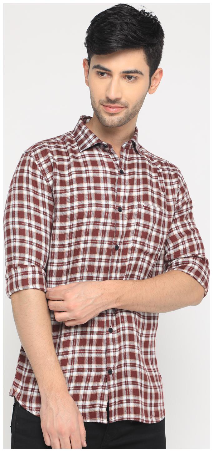 

Show off Men Maroon Checked Slim Fit Casual Shirt