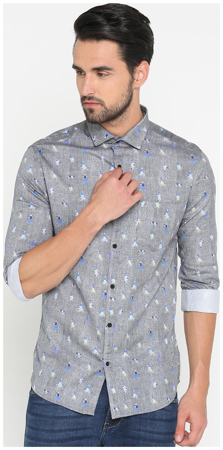 

Show off Men Grey Printed Slim Fit Casual Shirt