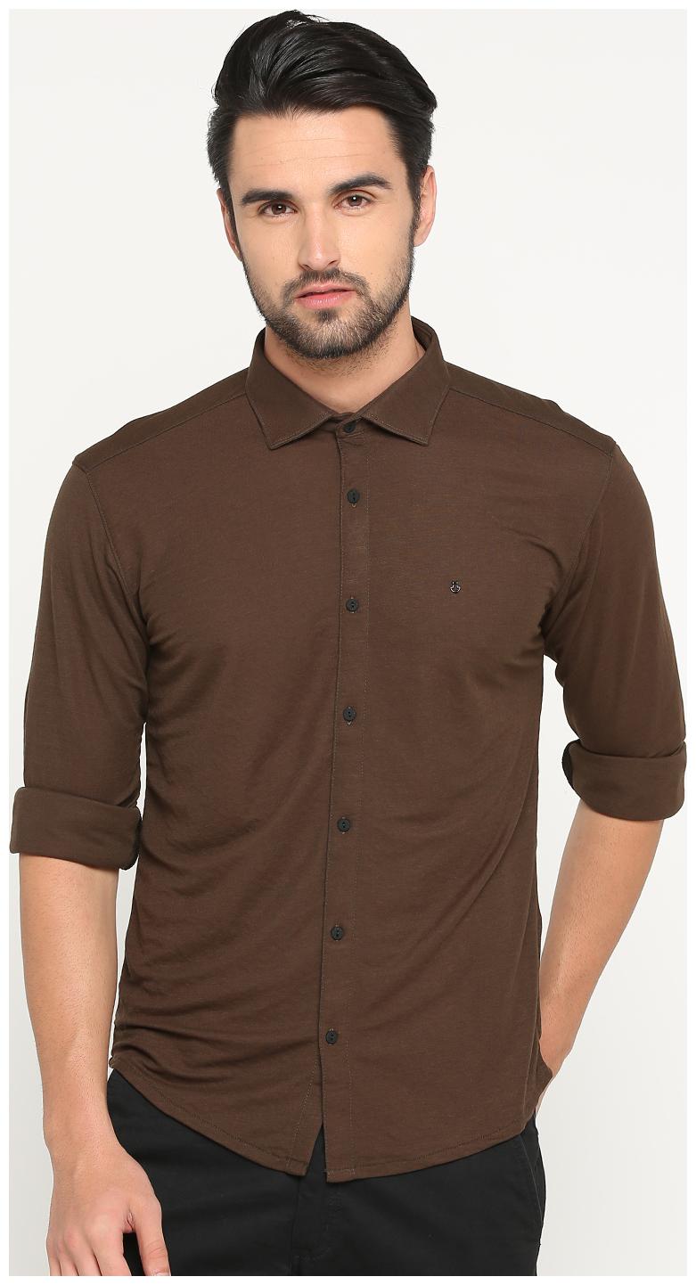 

Show off Men Brown Solid Slim Fit Casual Shirt