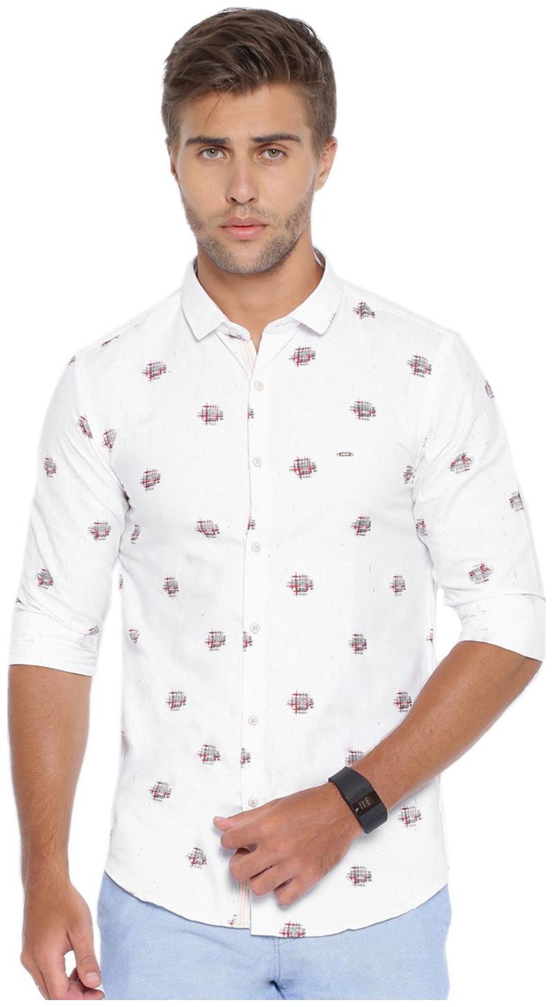

Showoff Men White Printed Slim Fit Casual Shirt