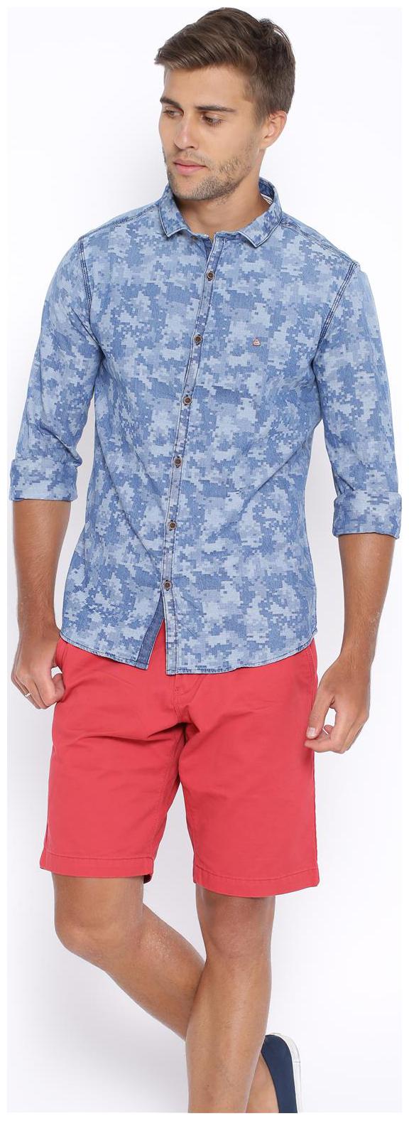 

Showoff Men Blue Printed Slim Fit Casual Shirt