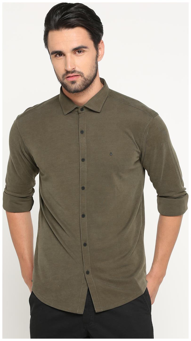 

Show off Men Green Solid Slim Fit Casual Shirt