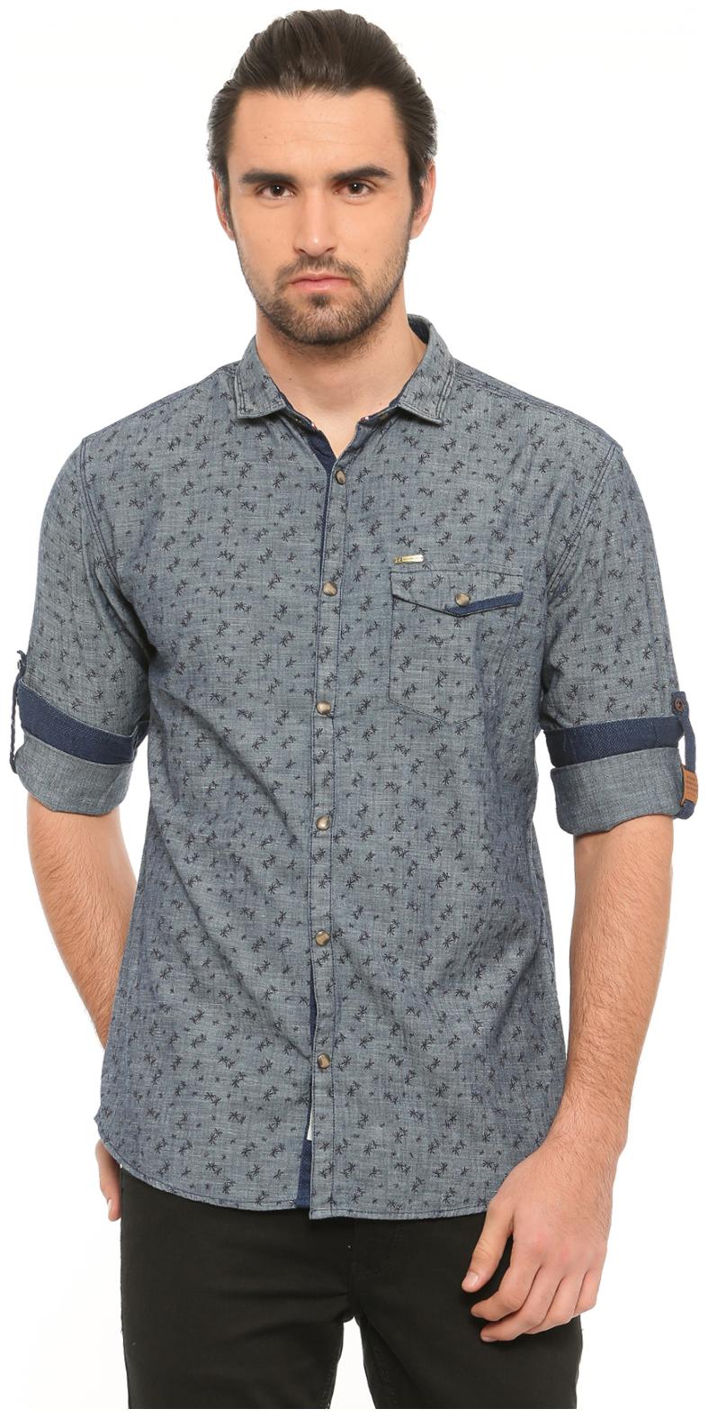 

Showoff Men Grey Printed Slim Fit Casual Shirt