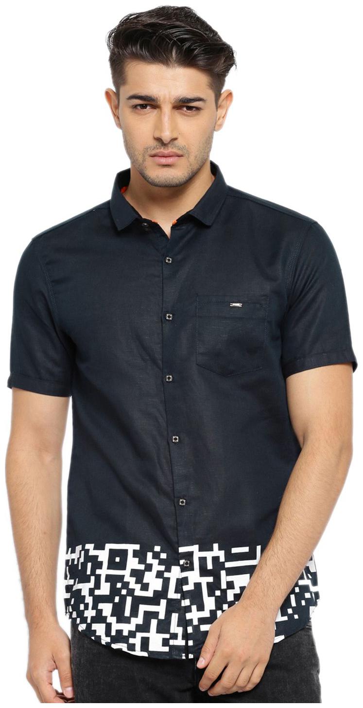 

Showoff Men Blue Solid Slim Fit Casual Shirt