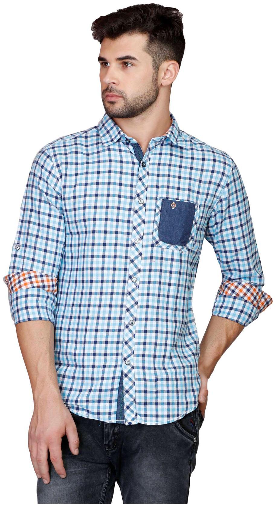 

Showoff Men s Blue Cotton Shirt