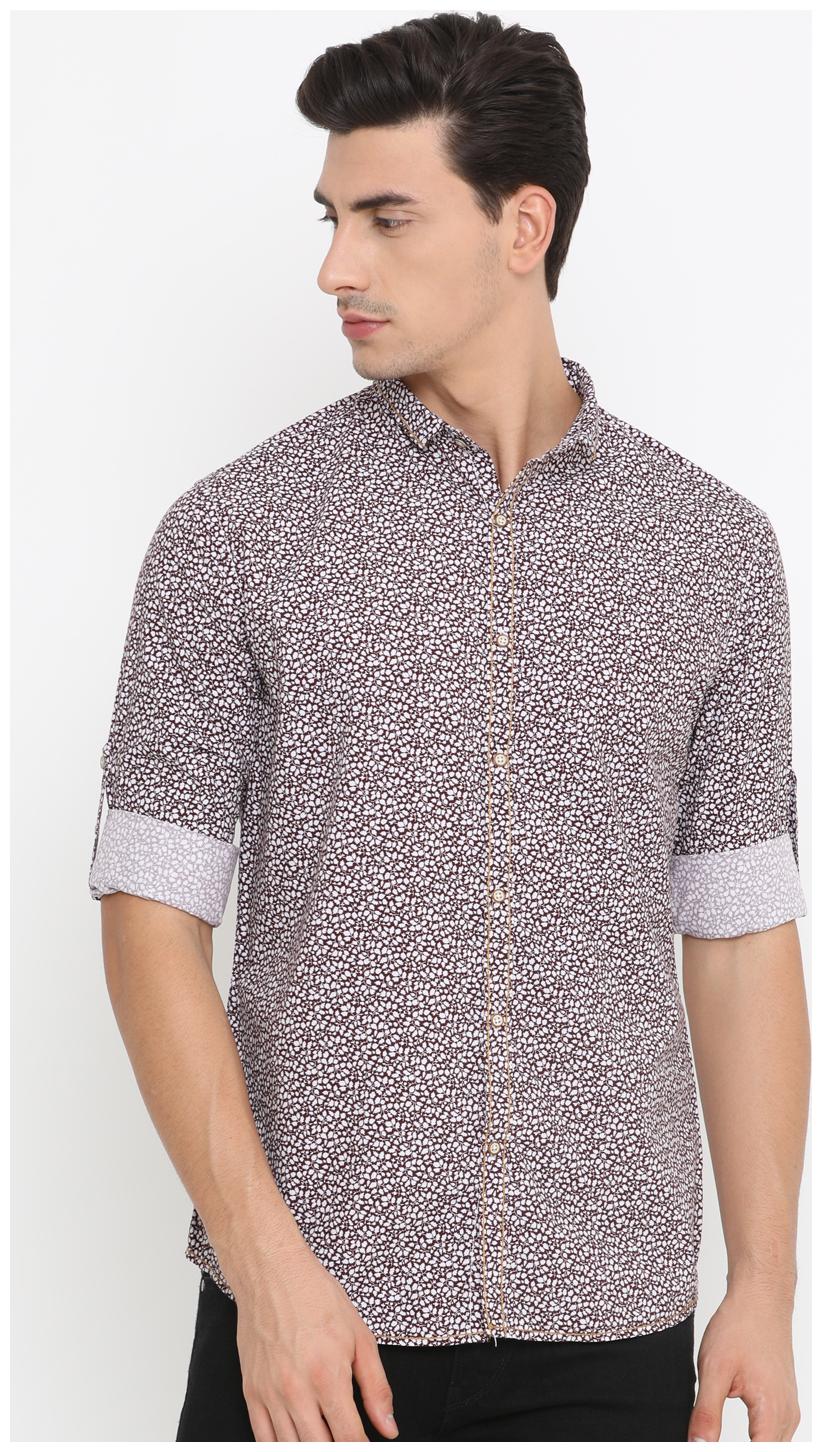

Showoff Men Maroon White Printed Slim Fit Casual Shirt