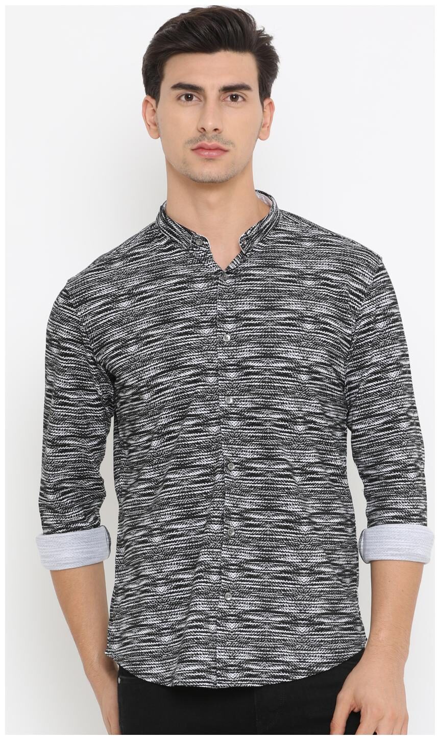 

Showoff Men Grey Printed Slim Fit Casual Shirt