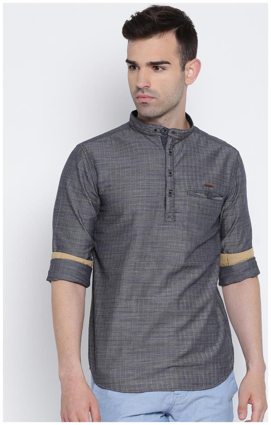 

Showoff Men Grey Solid Slim Fit Casual Shirt