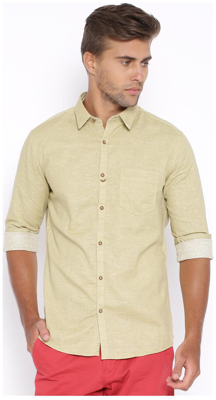 

Showoff Men Beige Solid Slim Fit Casual Shirt