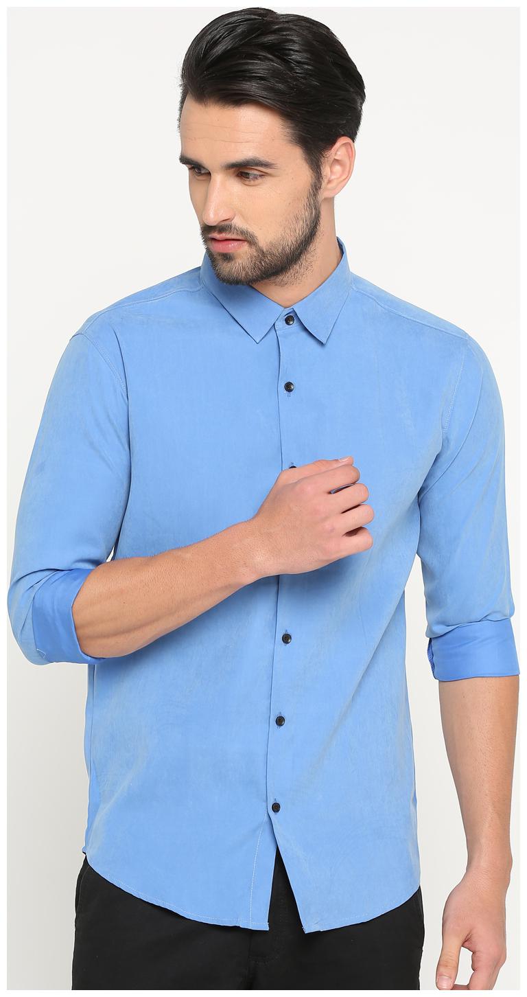 

Show off Men Blue Solid Slim Fit Casual Shirt