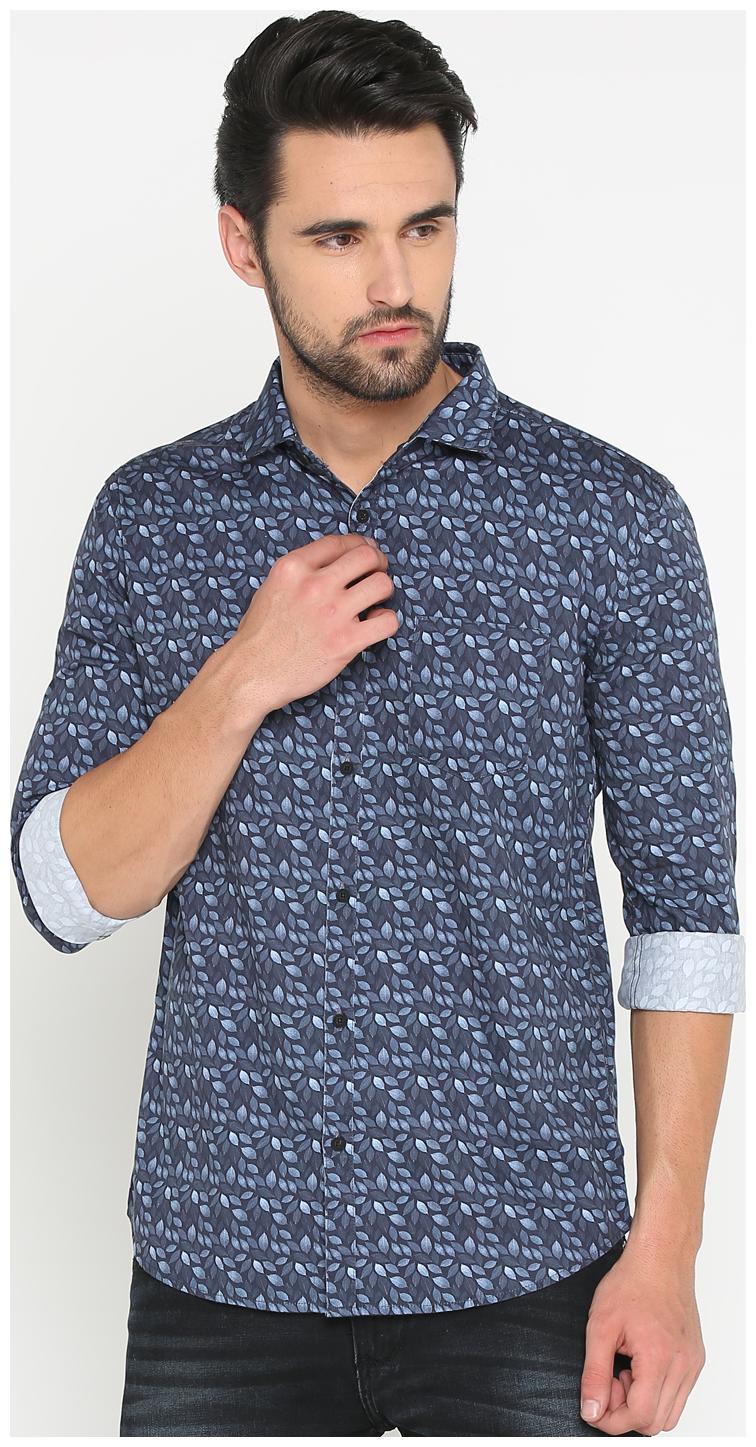 

Show off Men Blue Floral Slim Fit Casual Shirt