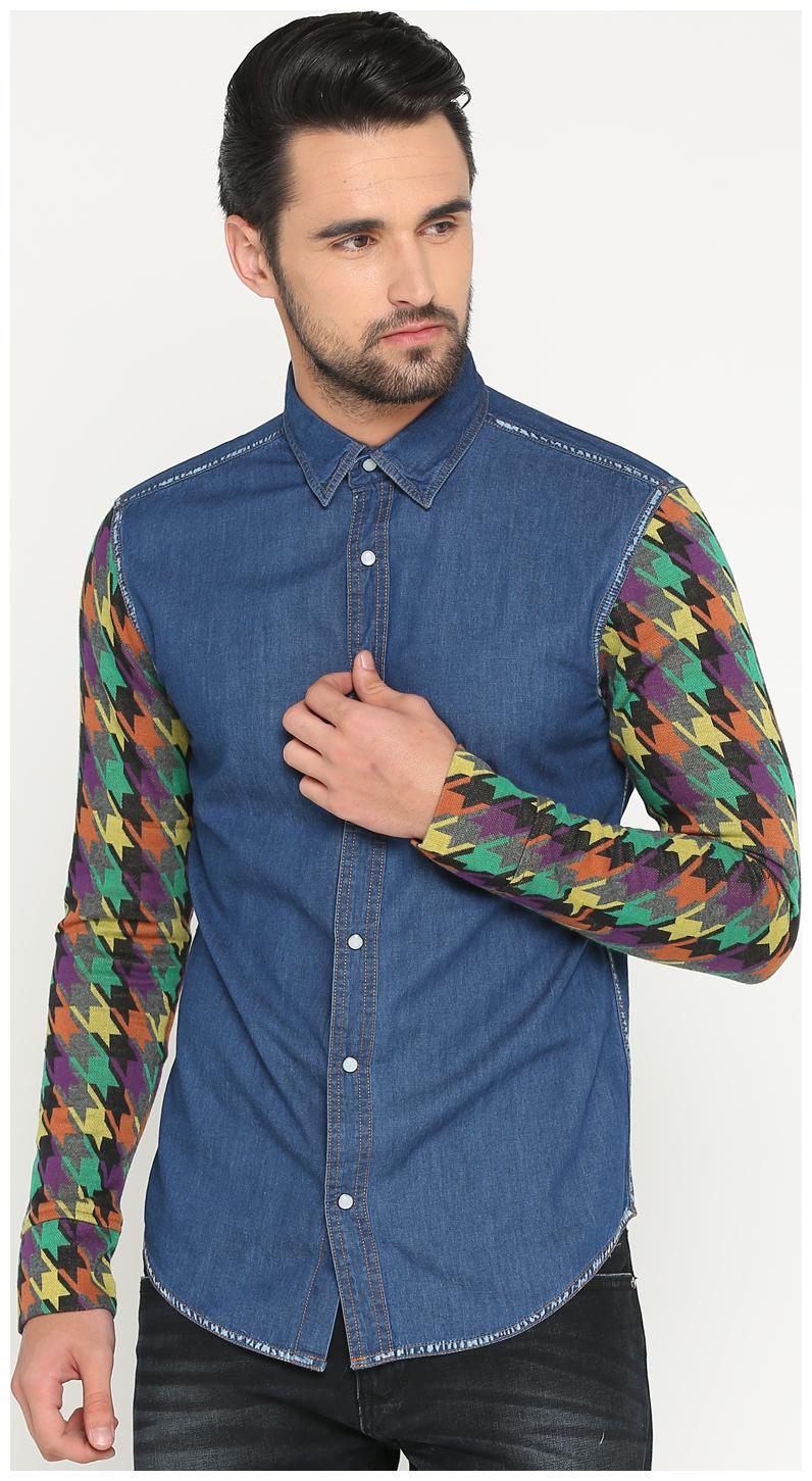 

Show off Men Blue Solid Slim Fit Casual Shirt