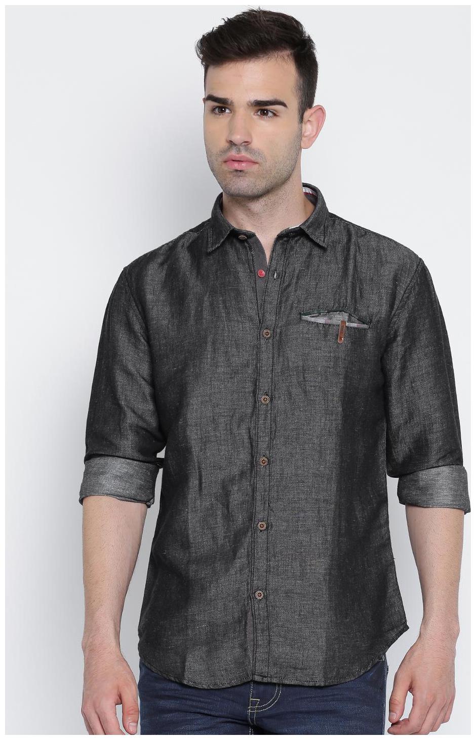 

Showoff Men Black Solid Slim Fit Casual Shirt