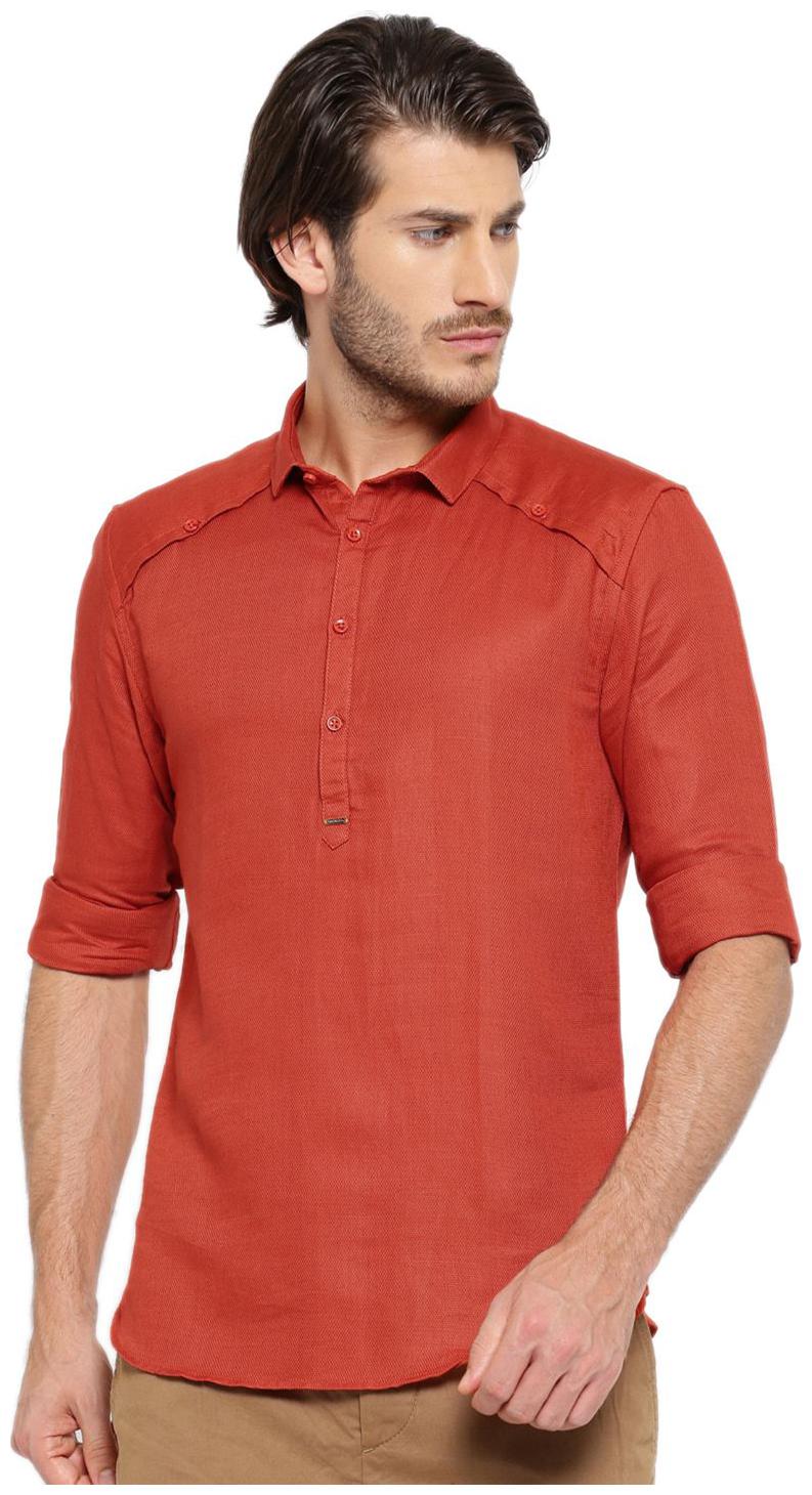 

Showoff Men Red Solid Slim Fit Casual Shirt