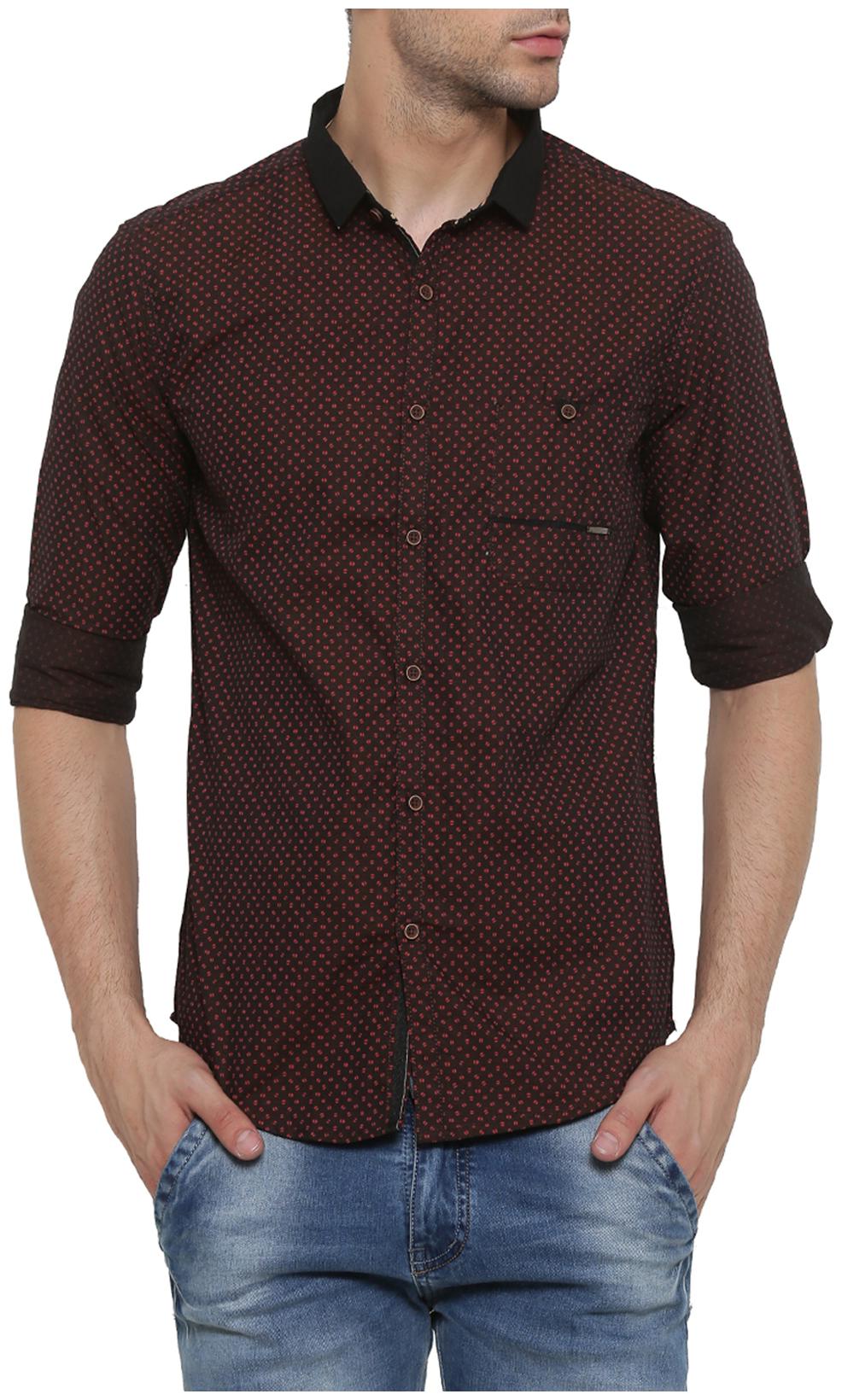 

Showoff Men Brown Geometric Slim Fit Casual Shirt