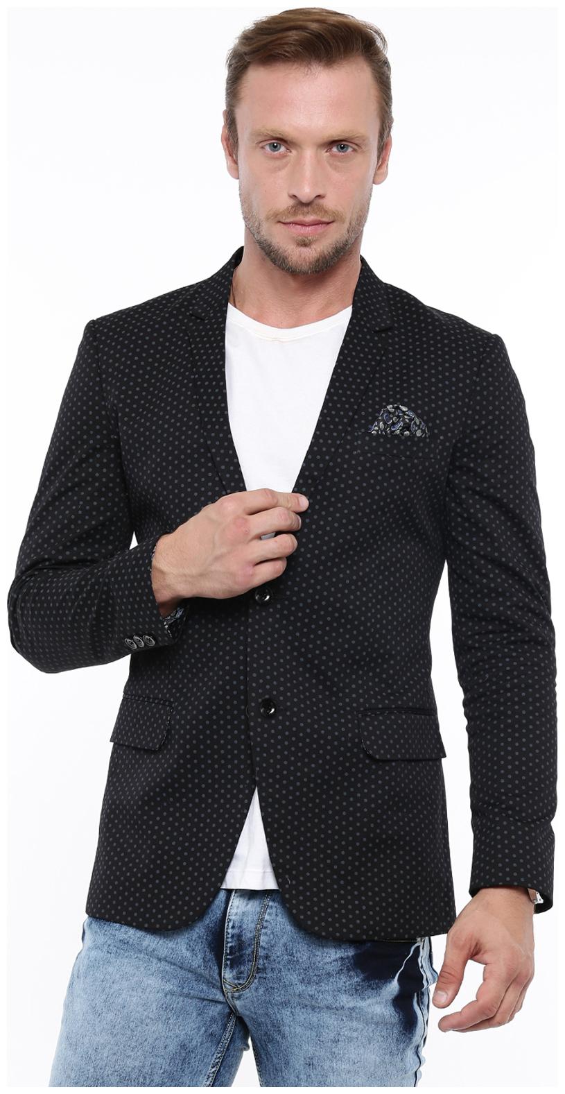 

Showoff Polka Print Double Breasted Casual Men s Blazer (Black)