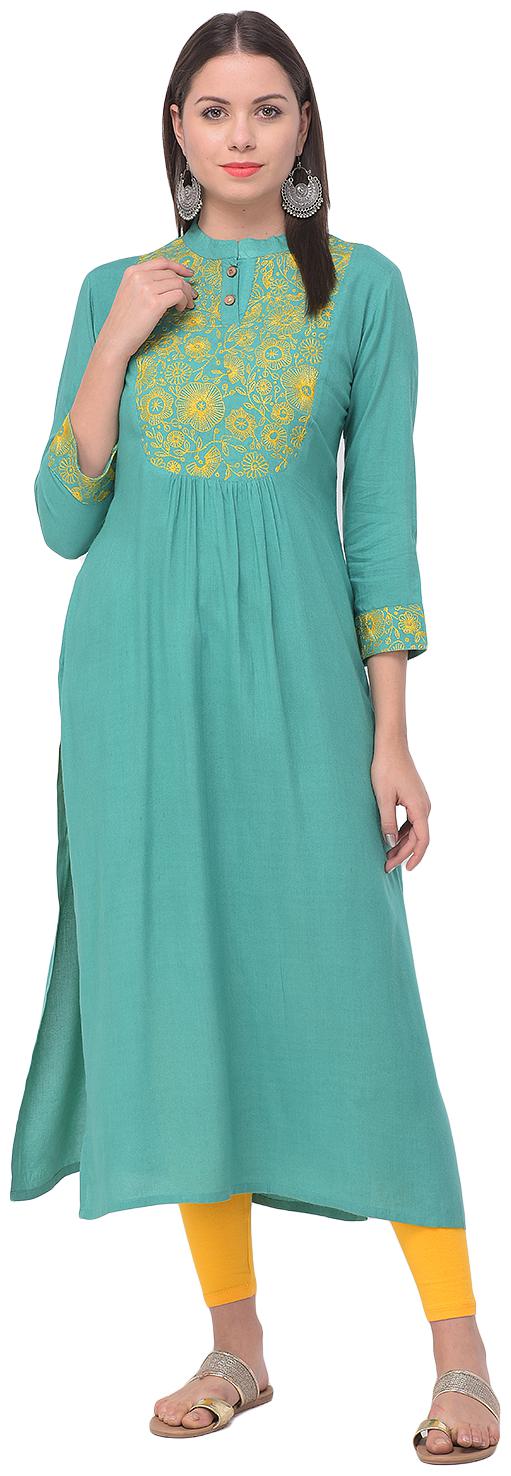 

SHRASHTY Women Green Embroidered Straight Kurta