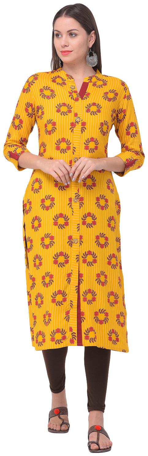 

SHRASHTY Women Yellow Floral Straight Kurta